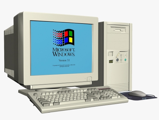 Illustrative photo of a desktop PC running and old version of Windows